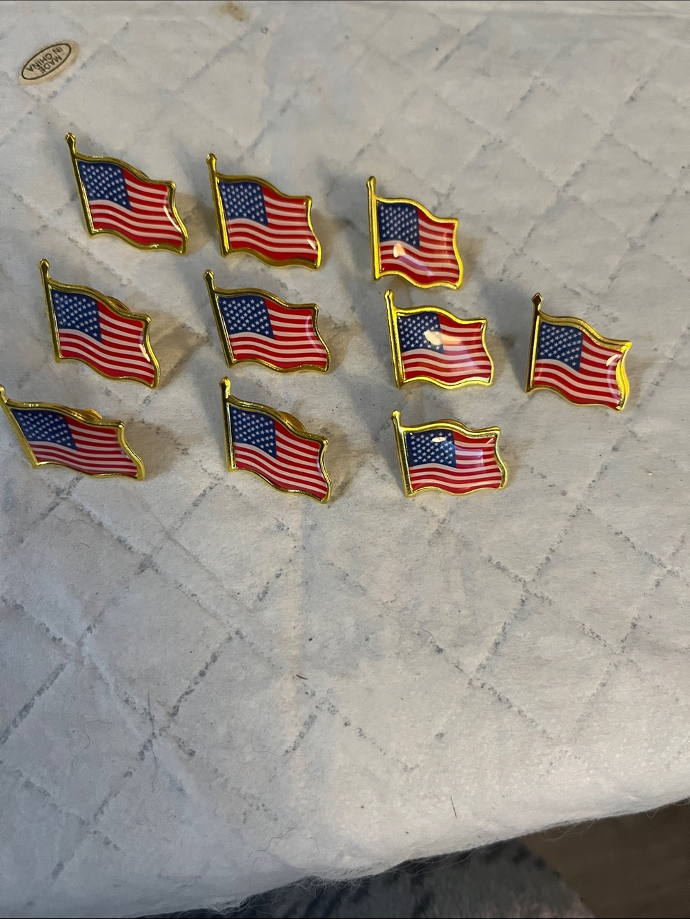 American Flag Enamel Lapel Pins - Red, Blue & Gold